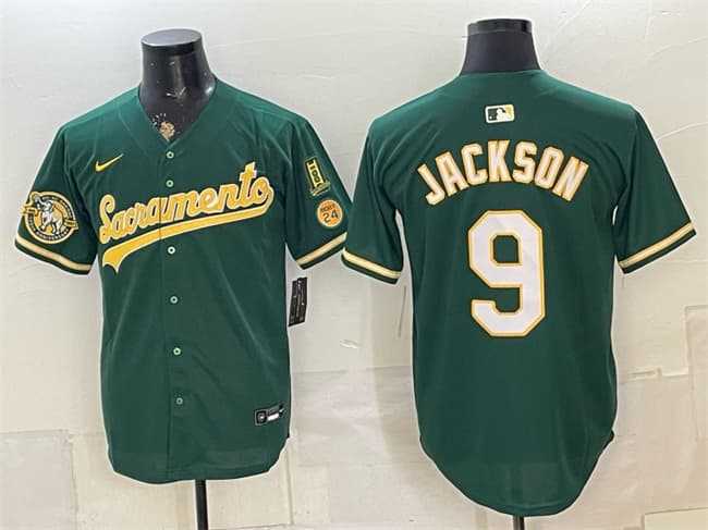 Mens Oakland Athletics #9 Reggie Jackson 2026 Green Alternate Sacramento Celebrating 125 Years Vapor Limited Stitched Jersey Dzhi
