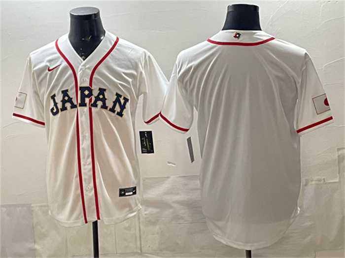Mens Japan Baseball Blank White 2026 World Baseball Classic Home Stadium Stitched Jersey
