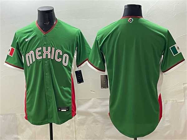 Mens Mexico Baseball Blank Green 2026 World Baseball Classic Home Stadium Stitched Jersey