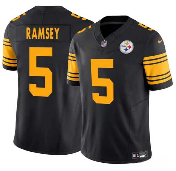 Men & Women & Youth Pittsburgh Steelers #5 Jalen Ramsey Black 2025 F.U.S.E. Color Rush Vapor Limited Stitched Jersey