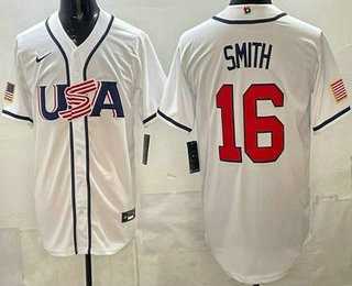 Mens USA #16 Will Smith White 2026 World Baseball Classic Cool Base Jersey