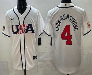 Mens USA #4 Pete Crow-Armstrong White 2026 World Baseball Classic Cool Base Jersey