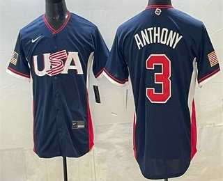 Mens USA #3 Roman Anthony Navy 2026 World Baseball Classic Cool Base Jersey