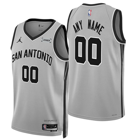 Mens San Antonio Spurs ActiVE Player Custom Silver 2025-26 Statement Edition Stitched Basketball Jersey