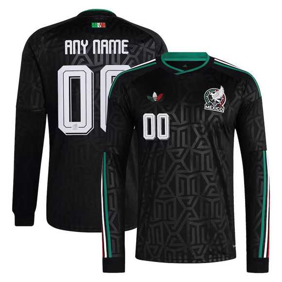 Mens Mexico Custom Black 2026 Long Sleeve Soccer Jersey