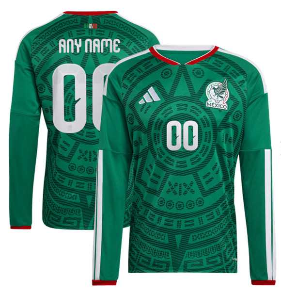 Mens Mexico Custom Black 2026 Home Soccer Long Sleeve Jersey