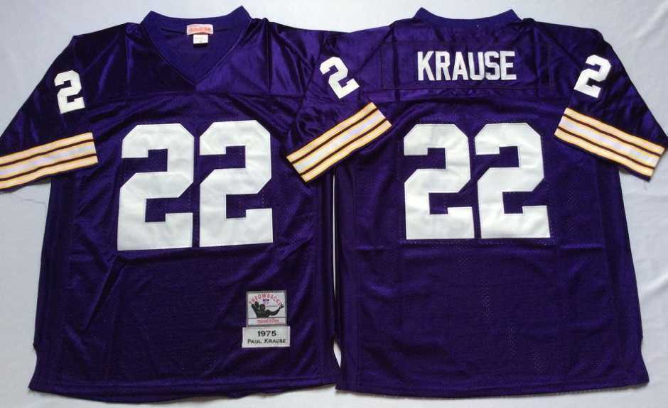 Mens Minnesota Vikings #22 Paul Krause Purple Throwback Stitched Football Jersey