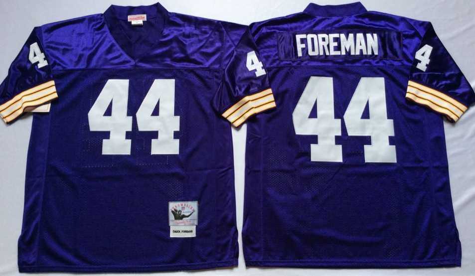 Mens Minnesota Vikings #44 Chuck Foreman Purple Throwback Stitched Football Jersey