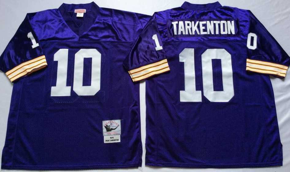 Mens Minnesota Vikings #10 Fran Tarkenton Purple Throwback Stitched Football Jersey