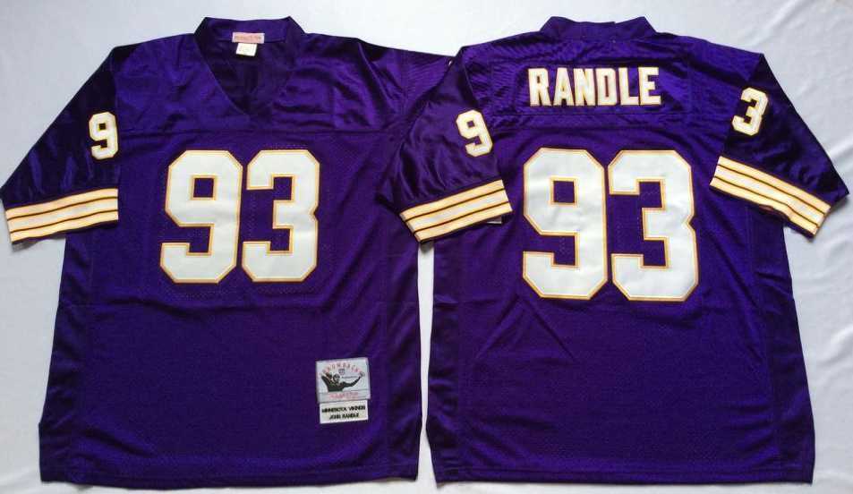 Mens Minnesota Vikings #93 John Randle Purple Throwback Stitched Football Jersey