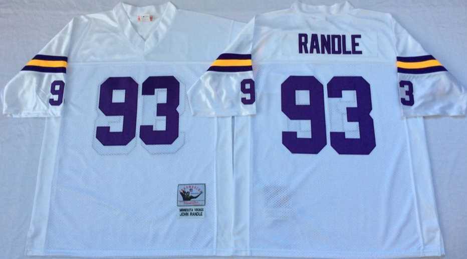 Mens Minnesota Vikings #93 John Randle White Throwback Stitched Football Jersey