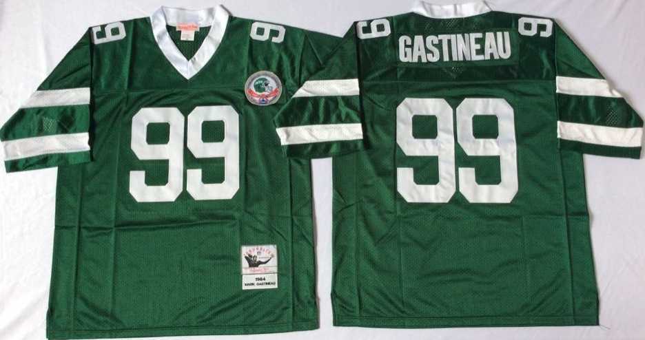 Mens New York Jets #99 Mark Gastineau Green Throwback Stitched Football Jersey
