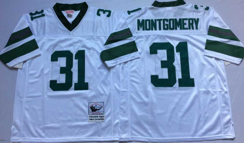 Mens Philadelphia Eagles #31 Wilbert Montgomery White Throwback Stitched Football Jersey