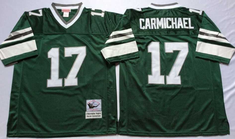 Mens Philadelphia Eagles #17 Harold Carmichael Green Throwback Stitched Football Jersey