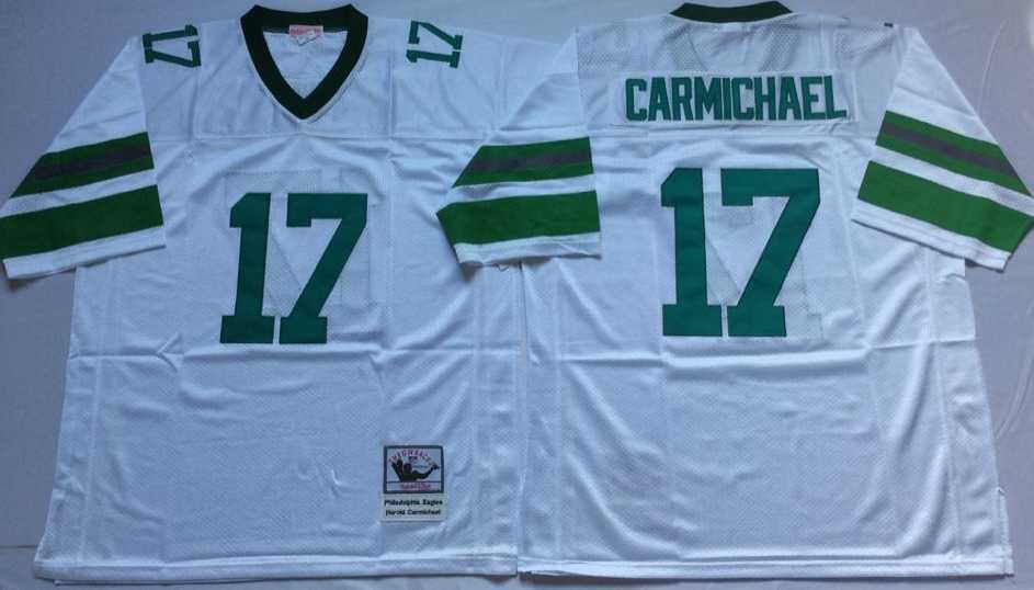 Mens Philadelphia Eagles #17 Harold Carmichael White Throwback Stitched Football Jersey