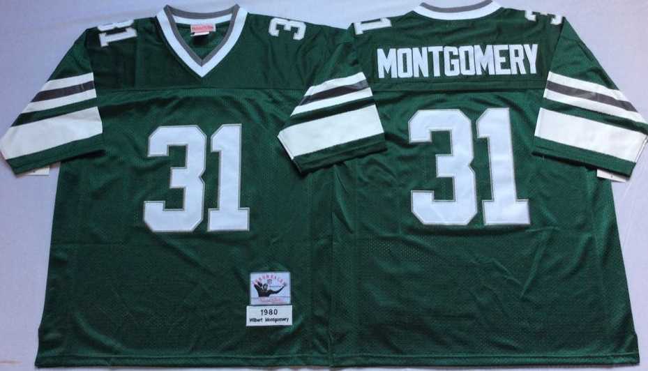 Mens Philadelphia Eagles #31 Wilbert Montgomery Green Throwback Stitched Football Jersey