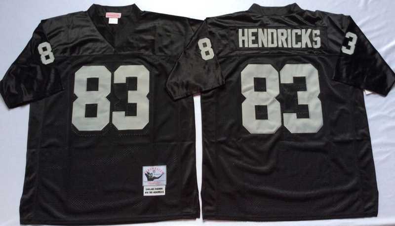 Mens Raiders #83 Ted Hendricks Black Throwback Stitched Football Jersey