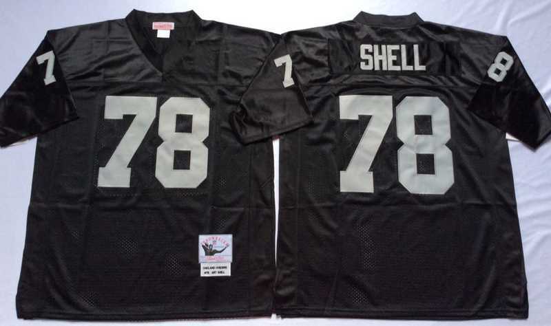 Mens Raiders #78 Art Shell Black Throwback Stitched Football Jersey
