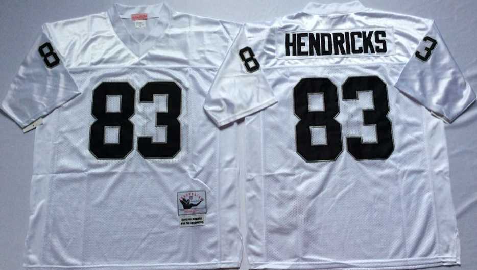 Mens Raiders #83 Ted Hendricks White Throwback Stitched Football Jersey