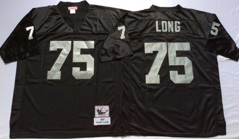 Mens Raiders #75 Howie Long Black Throwback Stitched Football Jersey