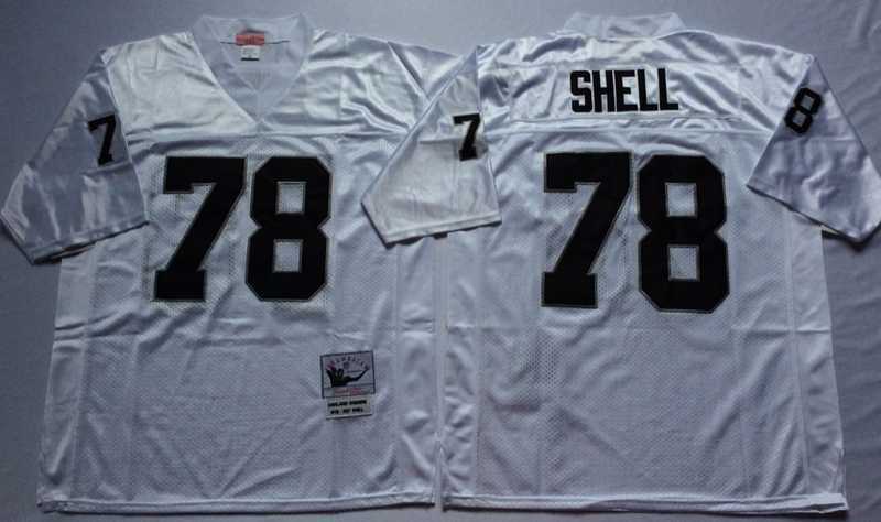 Mens Raiders #78 Art Shell White Throwback Stitched Football Jersey