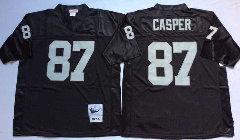 Mens Raiders #87 Dave Casper Black Throwback Stitched Football Jersey