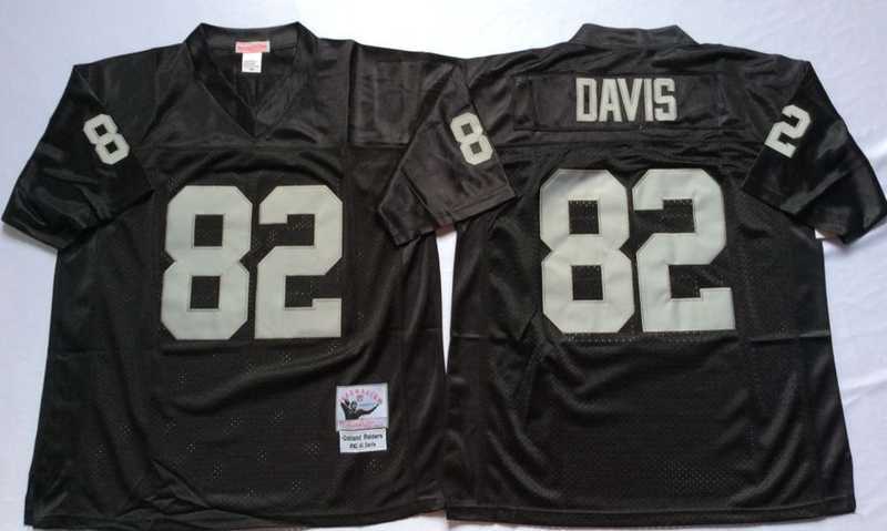 Mens Raiders #82 Al Davis Black Throwback Stitched Football Jersey