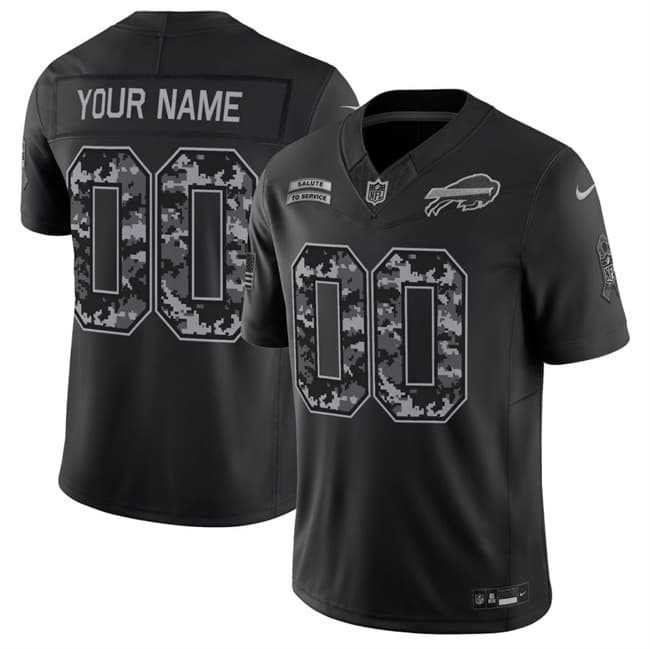 Mens Buffalo Bills Active Player Custom Black F.U.S.E. 2026 Salute to Service Limited Football Stitched Jersey