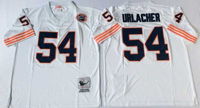 Mens Chicago Bears #54 Brian Urlacher White Throwback Stitched Football Jersey