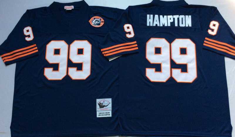 Mens Chicago Bears #99 Dan Hampton Navy Throwback Stitched Football Jersey