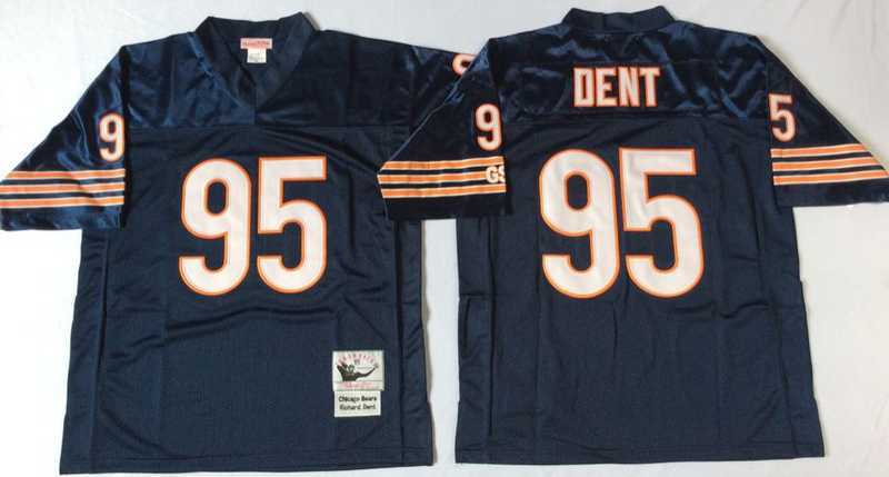 Mens Chicago Bears #95 Richard Dent Navy Throwback Stitched Football Jersey