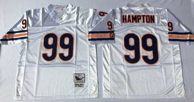 Mens Chicago Bears #99 Dan Hampton White Road Throwback Jersey