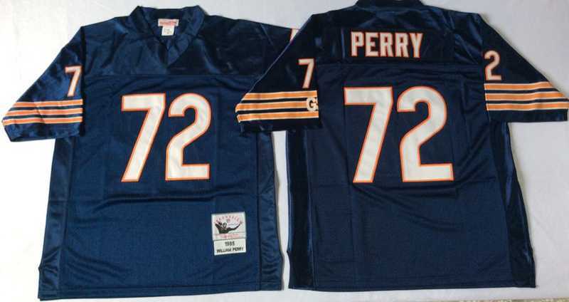Mens Chicago Bears #72 William Perry Navy 1985 Throwback Jersey