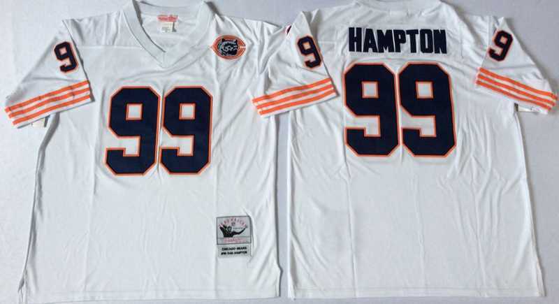 Mens Chicago Bears #99 Dan Hampton White Throwback Stitched Football Jersey
