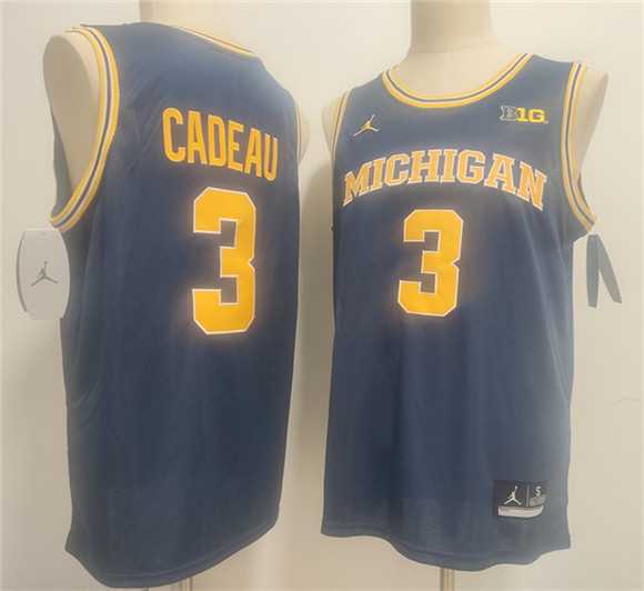 Mens Michigan Wolverines #3 Elliot Cadeau Navy 2026 Vapor Limited Stitched Jersey