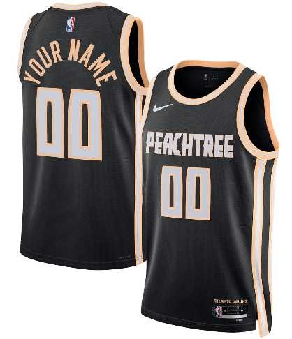 Mens Atlanta Hawks Active Player Custom Black 2025-26 City Edition Swingman Stitched Jersey