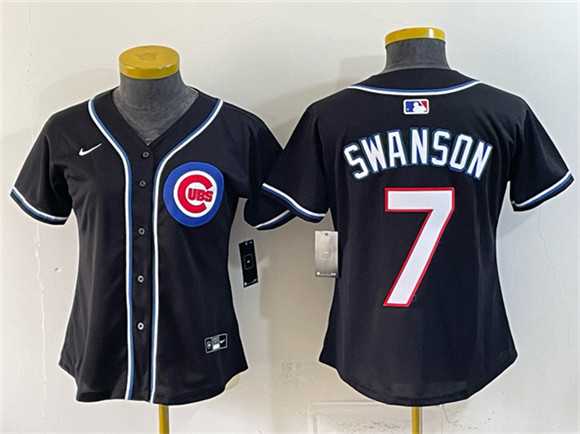 Youth Chicago Cubs #7 Dansby Swanson 2026 Fashion Replica Black Out Stitched Jersey