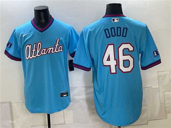 Mens Atlanta Braves #46 Dylan Dodd Blue 2026 City Connect Stadium Stitched Jersey
