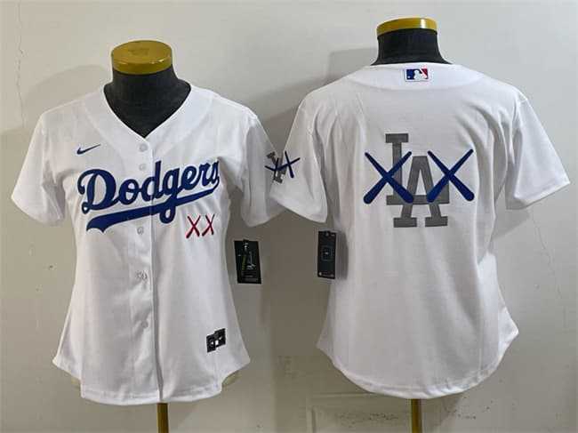 Youth Los Angeles Dodgers Team Big Logo White Vapor Premier Limited Stitched Jersey Dzhi