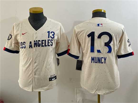 Youth Los Angeles Dodgers #13 Max Muncy Cream 2024 City Connect Limited Stitched Jersey Dzhi