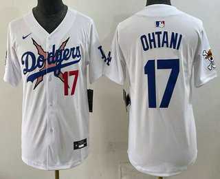 Youth Los Angeles Dodgers x One Piece #17 Shohei Ohtani White Vapor Premier Limited Stitched Jersey