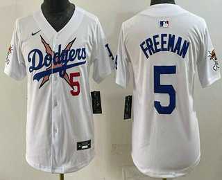 Youth Los Angeles Dodgers #5 Freddie Freeman White Vapor Premier Limited Stitched Jersey