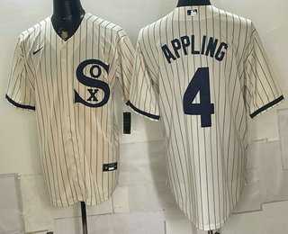 Mens Chicago White Sox #4 Luke Appling Cream Player Name 2021 Field of Dreams Authentic Jersey