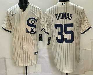 Mens Chicago White Sox #35 Frank Thomas Cream Player Name 2021 Field of Dreams Authentic Jersey