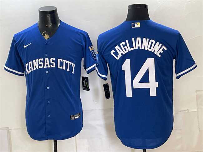 Mens Kansas City Royals #14 Jac Caglianone Royal Cool Base Stitched Jersey