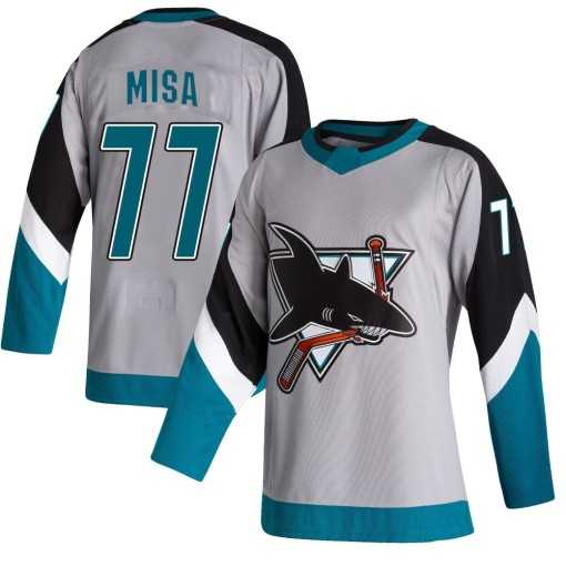 Mens San Jose Sharks #77 Michael Misa Authentic Gray 2020-21 Reverse Retro Jersey Dzhi->->NHL Jersey Mens San Jose Sharks #77 Michael Misa Authentic Gray 2020-21 Reverse Retro Jersey Dzhi->->NHL Jersey