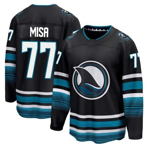 Mens San Jose Sharks #77 Michael Misa Premier Black Breakaway Alternate Jersey Dzhi->->NHL Jersey Mens San Jose Sharks #77 Michael Misa Premier Black Breakaway Alternate Jersey Dzhi->->NHL Jersey