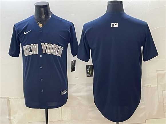 Mens New York Yankees Blank Navy Limited Stitched Jersey