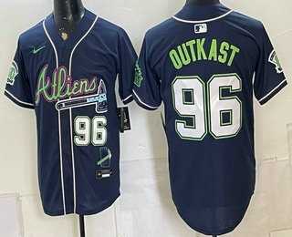 Mens Atlanta Braves #96 Outkast Navy Galaxy With Outkast Patch Vapor Limited Stitched Jersey Dzhi