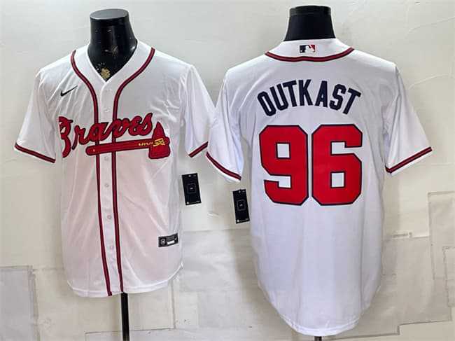 Mens Atlanta Braves #96 OutKast White Cool Base Stitched Jersey